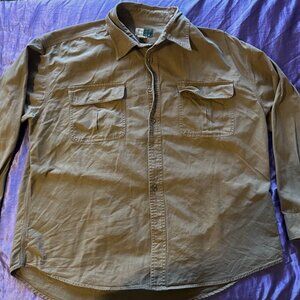WearGuard Men’s 2XL XXL Tan Button Up Long Sleeve Cotton Pocket Work Shirt